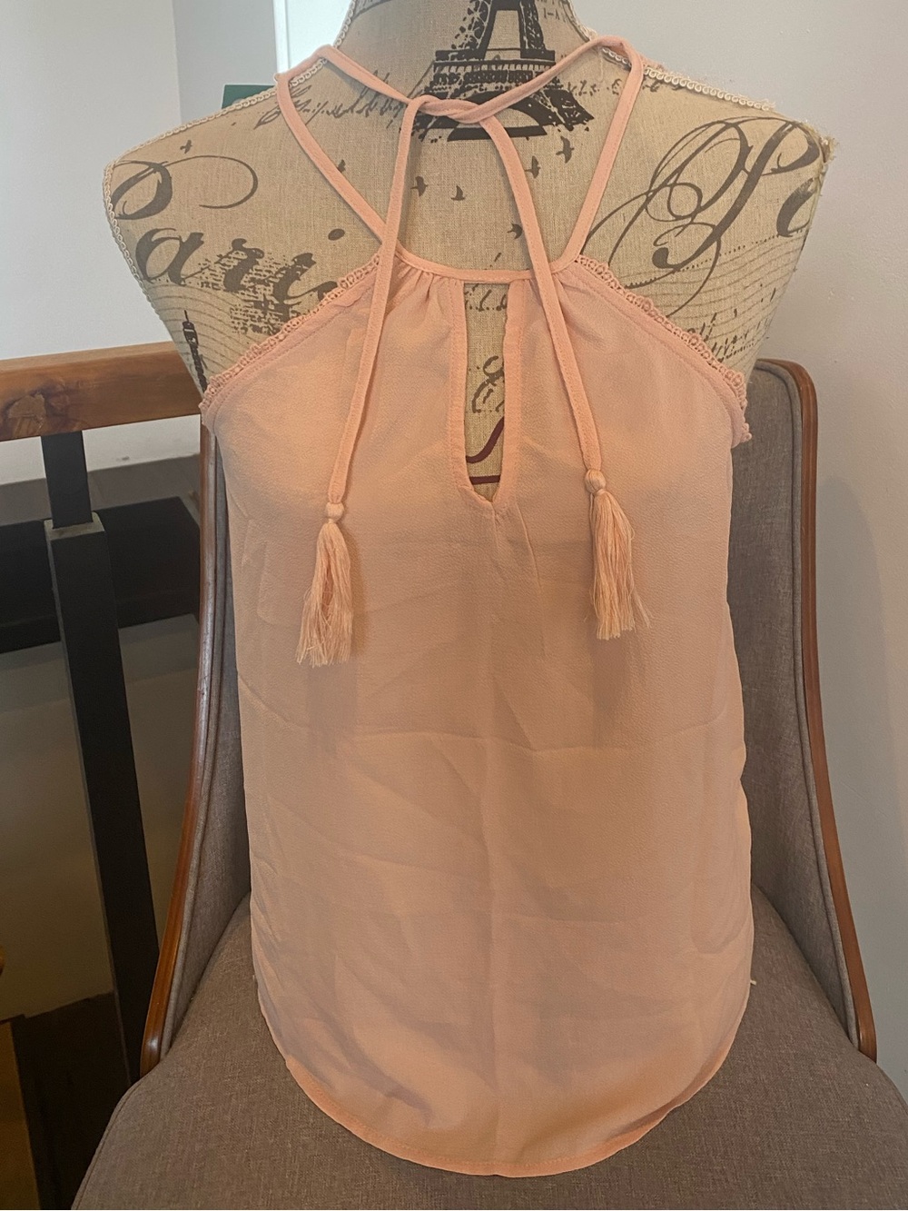 Maurices Peach Tassel Halter Camisole
